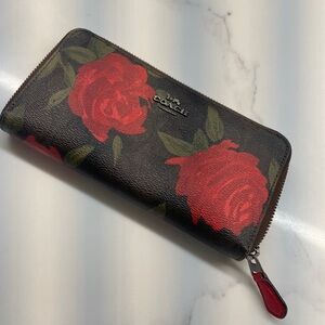 Coach Black and Red Floral Women's Wallet
